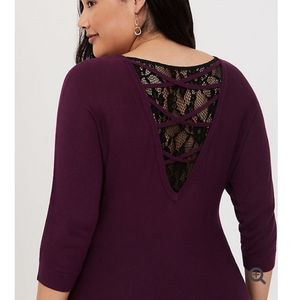 Purple Lace Inset Sweater